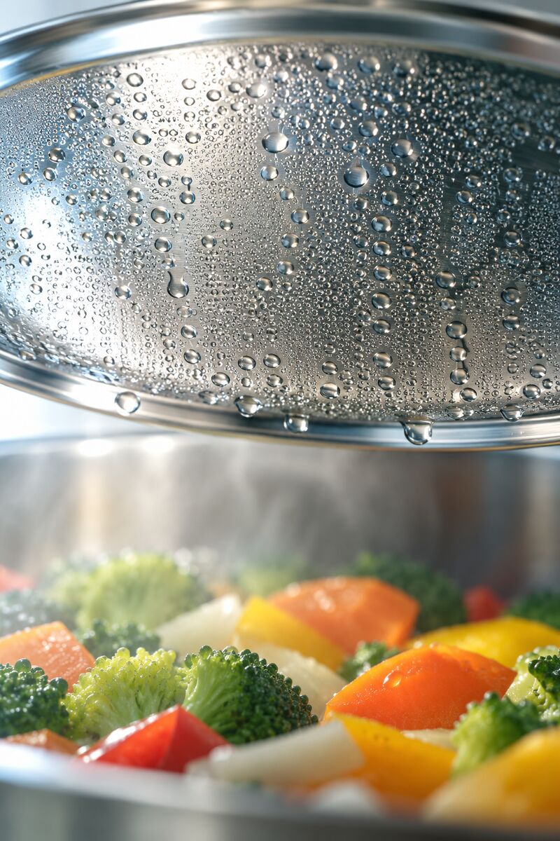 Steam beading under a steel lid