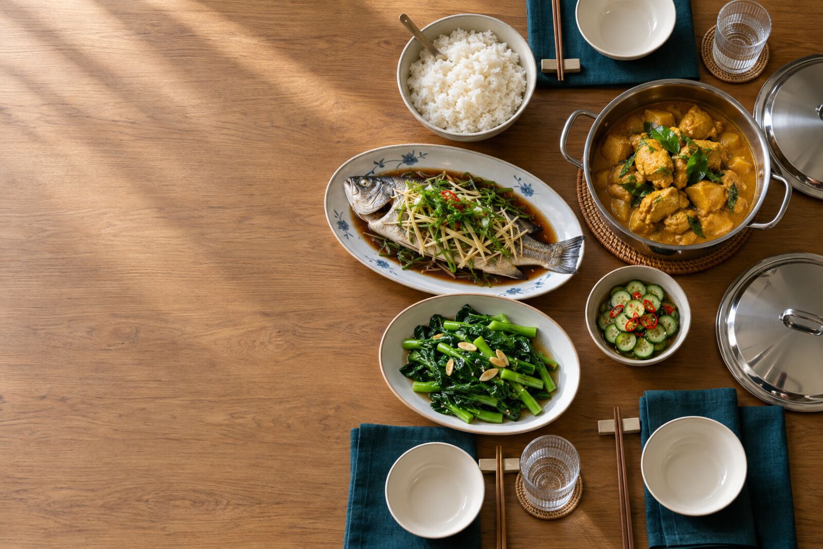 A shared dinner table